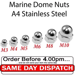 Acorn Dome Cup Muttern A4 Edelstahl Marine Mutter DIN 1587 M3 M4 M5 M6 M8 M10 - Bild 1 von 8
