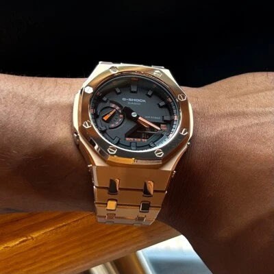 Custom Casio G-Shock GA2100 Casioak New Stainless Steel Rose Gold Watch Gift - Image 1 of 4