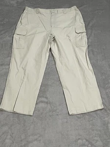 LL Bean Pants Mens 42x32 Off White Cargo Comfort Waist Outdoor Hiking Camping - Picture 1 of 14