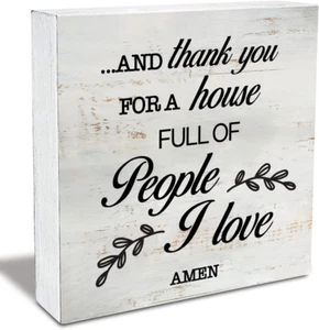 Family Quote Thank You for a House Full of People I Love Wood Box Sign Rustic Wo - Picture 1 of 12