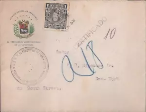 Venezuela: 1925; Scott 0282A, copertina registrata, ufficio presidente, EBVC028 - Foto 1 di 2