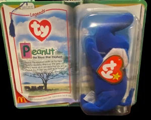Ty Teenie Beanie Peanut Elephant Royal Blue McDonald’s in confezione sigillata - Foto 1 di 7