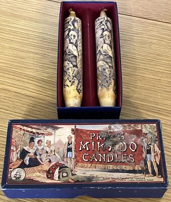 2 x Antique Vintage Candles Prices Mikado Japanese Netsuke Design Original Box - Image 1 of 4