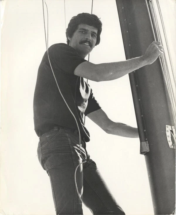 Mark Spitz US Olympic Gold Medal Swimming Champion on sailboat Original Photo - Image 1 of 2