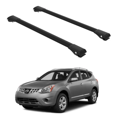 Juego de 2 barras transversales de techo para Nissan Rogue MK2 desde 2014 negras Foto 1 de 4