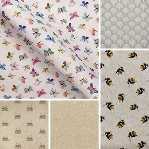 Cotton Rich Linen Look Panama Fabric Printed Cushion Curtain Material HALF METRE - Picture 1 of 8