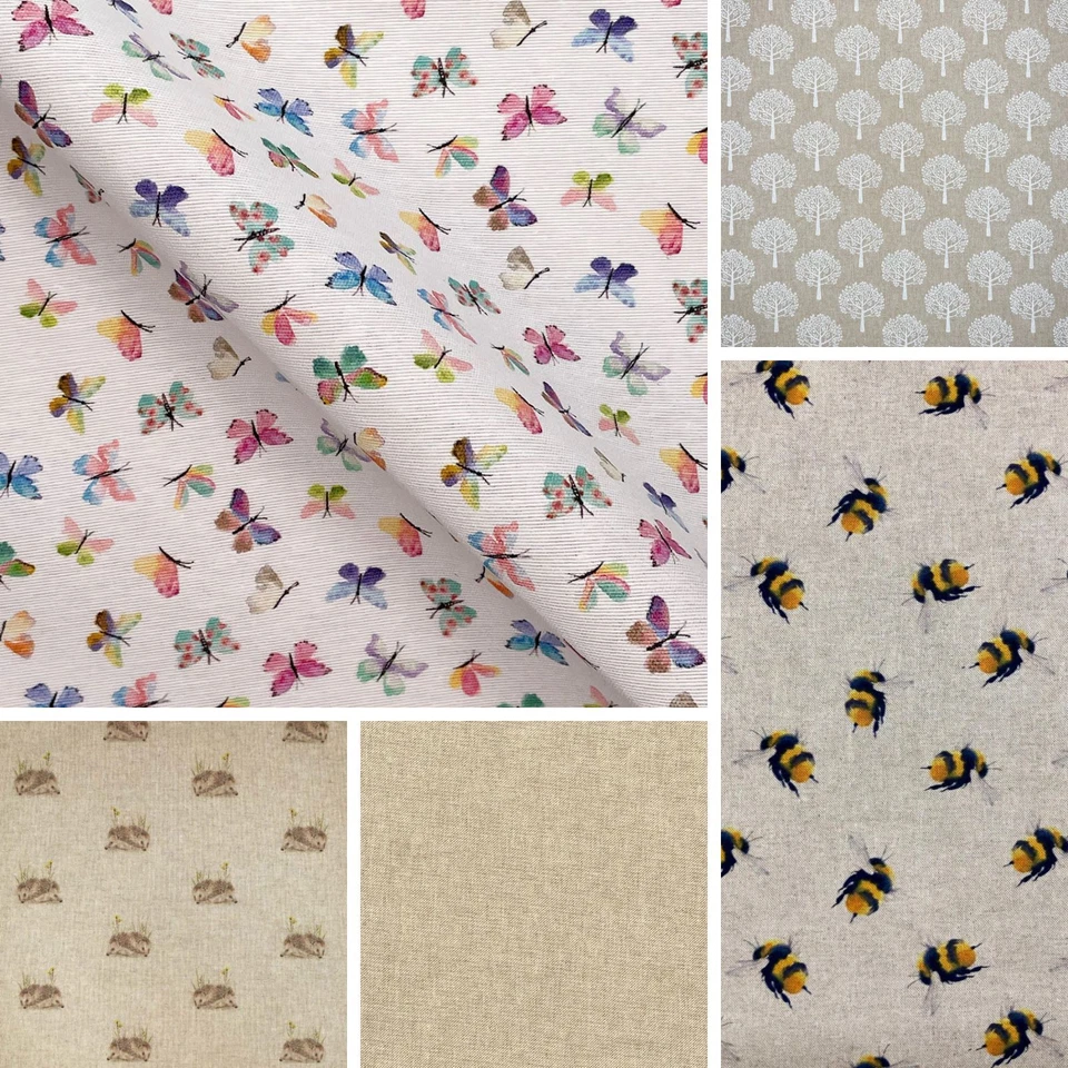 Cotton Rich Linen Look Panama Fabric Printed Cushion Curtain Material HALF METRE - Image 1 of 1