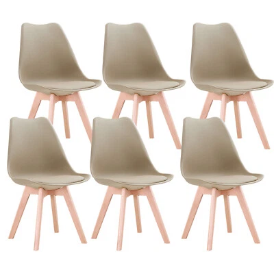 Set di 6 sedie Beige Tulip Design Gambe polipropilene Legno di faggio - Immagine 1 di 4