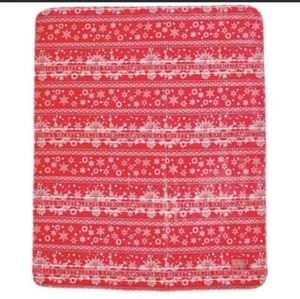 VICTORIA SECRET RED FAIR ISLE SNOWFLAKE SHERPA BLANKET NEW - Picture 1 of 2