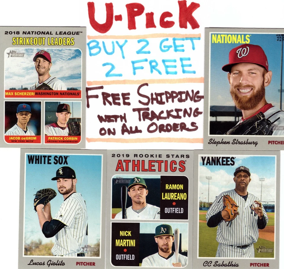 2019 Topps Heritage Base RC #1-#315, Buy 2 Get 2 FREE, Ships Tracked FREE - Image 1 of 1