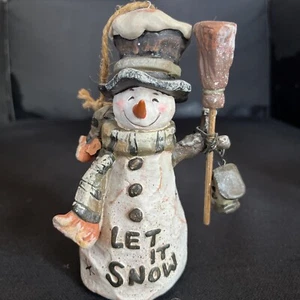 Kurt Adler Christmas Tree Ornament Ceramic Snowman “Let it Snow” - Picture 1 of 14