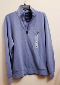 US Polo Assn. Mens Pullover Sweater 1/4 Zip Blue Logo Long Sleeve size Small new - Picture 1 of 5