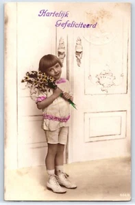 A Young Girl with Flower, Rotterdam, Netherlands, (1910) RPPC - Antique Postcard - Picture 1 of 2