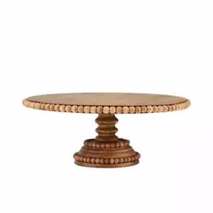 Mango Wood Wooden Beaded Pedestal Cake Plate Holder - Picture 1 of 1