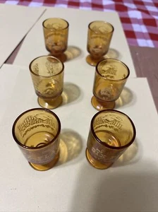 Six Flags Fly The Screamin’ Eagle Vintage Shot Glass, Amber Set Of 6 - Picture 1 of 8