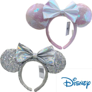 Disney * Parks rosa Pailletten Aschenputtel Spiegel silber Minnie Ohren Schleife Stirnband Geschenk - Bild 1 von 12