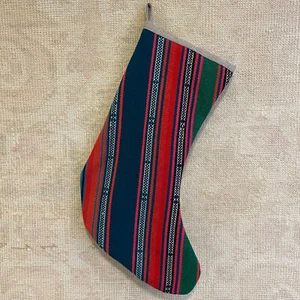 Kilim Christmas Stocking Embroidered Christmas Stocking Vintage Christmas Decor - Picture 1 of 3
