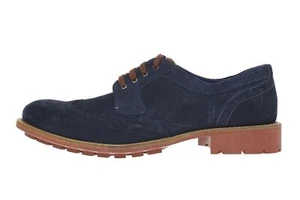 TED BAKER Mens Hontaar Navy Blue Suede Almond Toe Wingtip Oxfords Size 8.5 - Picture 1 of 6