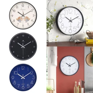 Indoor Quartz Home Office 12inch Round Hanging Clock Silent Wall Mounted Clock - Picture 1 of 45