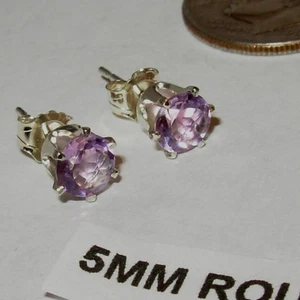 ORECCHINI AMETISTA GRAZIOSI COLORE LAVANDA ESTRATTI A TERRA 5MM GEMME MADE IN US - Foto 1 di 5