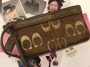 *COACH* Braun & Gold Signatur Lurex Perlen Armband - Bild 1 von 6