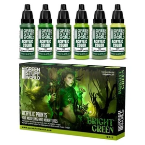 Paint Set - Green - Airbrush Brush acrylic 17ml Green tones - Picture 1 of 3