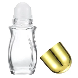 50ml Glass Empty Roller Bottles, 1 Pcs Leak-Proof Massage Container, Gold - Picture 1 of 6