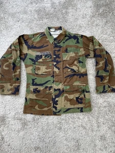 Vintage US Army Woodland Camo Combat Jacket Mens Small Regular 90s Ripstop - Picture 1 of 14