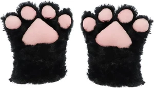 Cat Paws Gloves Cozy Animal Full Fingers Bear Claws Mittens Winter Black - Picture 1 of 6