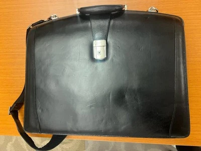 Maletín Bosca Vintage Cuero Negro Abogado de Negocios Italiano Foto 1 de 2