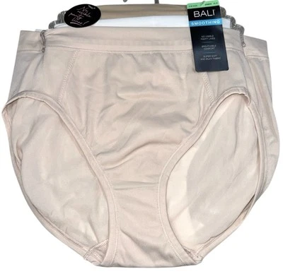 Bali 3-Pack SMOOTHING Hi Cut Brief Underwear Panties Nylon DFMEH3 Size XL 8 - Image 1 of 4