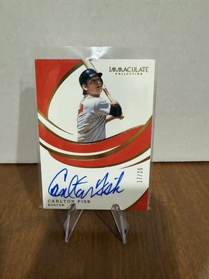 Carlton Fisk 2019 Immaculate Baseball en tarjeta automática 17/25 Boston Red Sox Foto 1 de 2