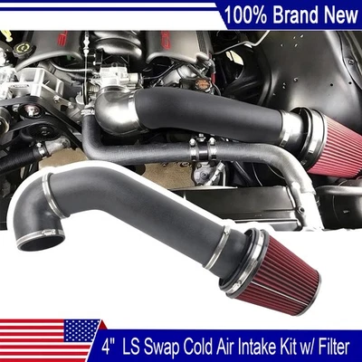 4 Inch LS Swap Cold Air Intake Kit w/ Filter For LSX LS1 LS2 4.8L 5.3L 5.7L 6.0L Foto 1 de 4