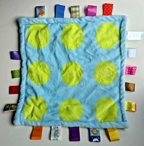 Taggies Security Blanket Lovey Blue Green Polka Dots Baby Satin Tags Sensory Toy - Picture 1 of 6