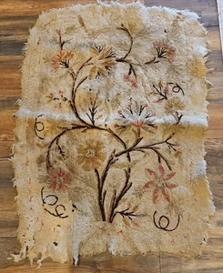Antique Wool 30"x42" Hand Stitched On Blanket/rug. Decorative Unique Beautiful - Picture 1 of 13