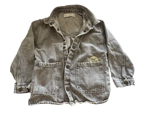 Zara Acid Wash Denim Shirt Jacket 90s Patch Unisex Size 3-4Y - Picture 1 of 6
