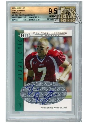 Ben Roethlisberger 2004 Sage Hit Emerald Rookie Auto BGS 9.5 AUTO 10 - Image 1 of 2