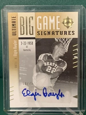 2010 UD Ultimate Collection Big Game Signatures Elgin Baylor AUTO 50/75 - Image 1 of 2