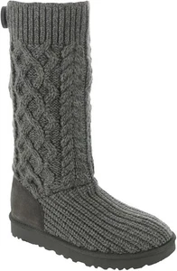 UGG Women's Classic Cardi Cabled Knit BootGray Size 5 - Picture 1 of 6