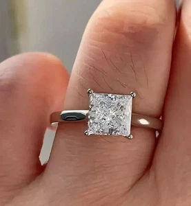 IGI Lab Grown 2.00 Ct Princess 950 Platinum Diamond Solitaire Engagement Ring - Picture 1 of 9