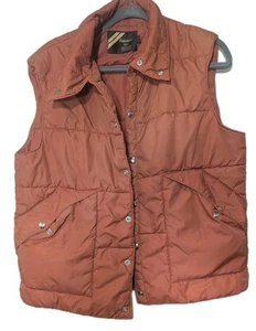 Vintage Sears gefütterte Druckknopfweste Erwachsene Large orange isoliert Outdoor Wandern - Bild 1 von 6