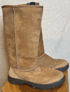 UGG Australia Boots Womens 8 Ultimate Tall Braid Suede Sheepskin 5340 - Picture 1 of 9
