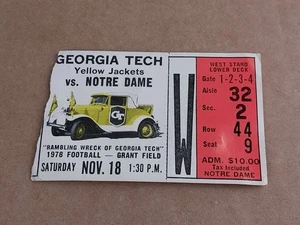 Georgia Tech vs Notre Dame Football 11/18/1978 Ticket Stub Original - Picture 1 of 4