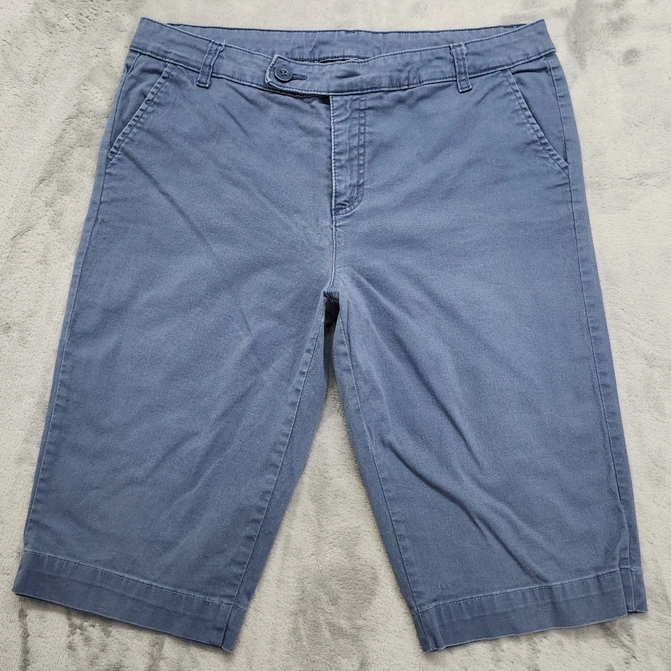 Style&Co Shorts Womens 12 Blue Mid Rise Slim Leg Bermuda Chino Preppy Casual - Image 1 of 4
