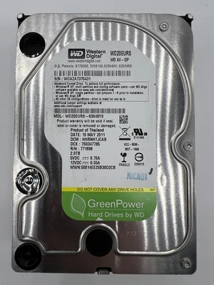 WD AV-GP WD20EURS 2TB 3.5" SATA HDD – GreenPower – AV Drive – Tested - Image 1 of 4