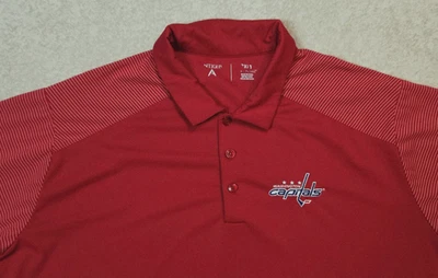 Washington Capitals Polo Shirt w/ Striped Sleeves - Antigua - 2XLT (Tall) - Image 1 of 4