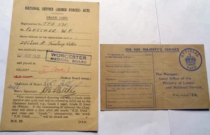 WW2 ARMY REGISTRATION & GRADE CARDS: W. FLETCHER TENBURY WELLS WORCESTERSHIRE - Picture 1 of 5