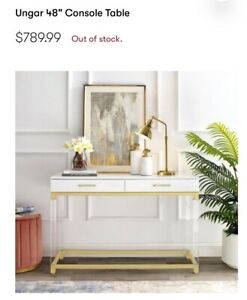 New  Ungar 48" Console Table Color: White/Gold 30'' H x 48'' W x 16'' D modern 