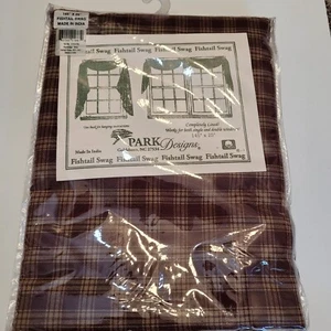 PARK DESIGNS LINED FISHTAIL SWAG STURBRIDGE WINE 145"x25" Single /Double Window  - Picture 1 of 4