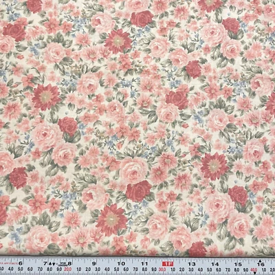 Vintage Florals by Marcus Brothers Textiles Chintz Fabric Remnant 17" x 44" - Image 1 of 2